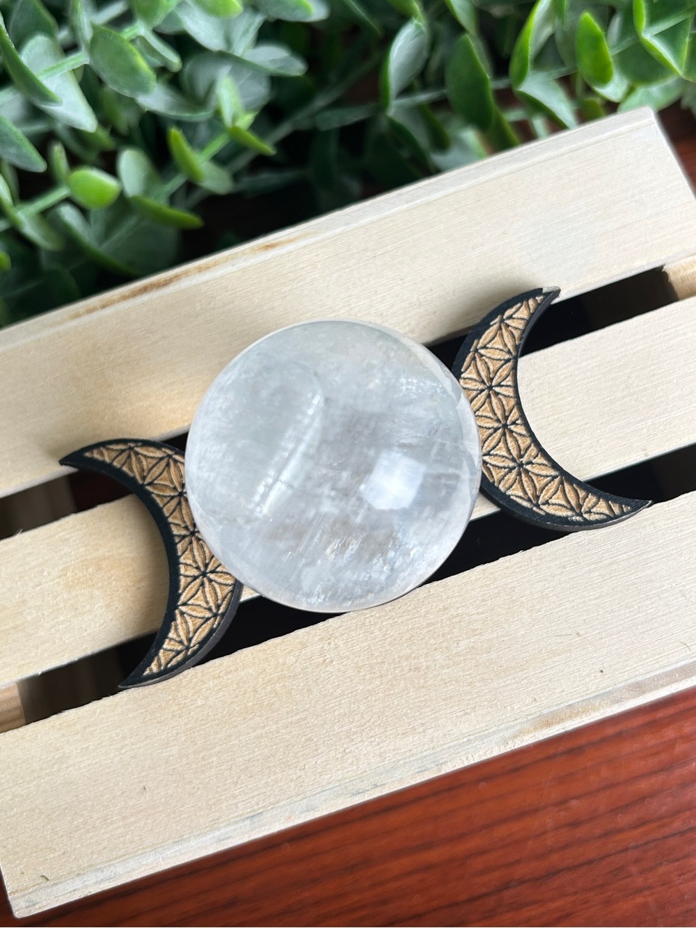 Wooden Moon Phases Sphere Stand - Picture 3 of 3